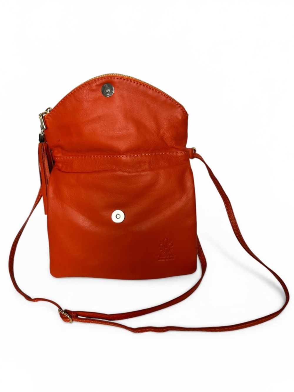 Vera Pelle Orange Italian Leather Crossbody Bag small - Picture 3 of 7